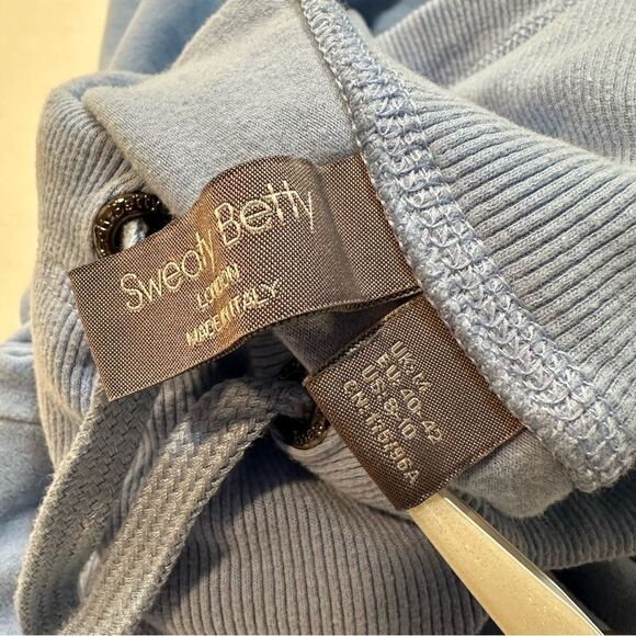 Sweaty Betty Blue Cowl Neck Sweatshirt Hoodie with Pockets Size 8-10 - Picture 7 of 12